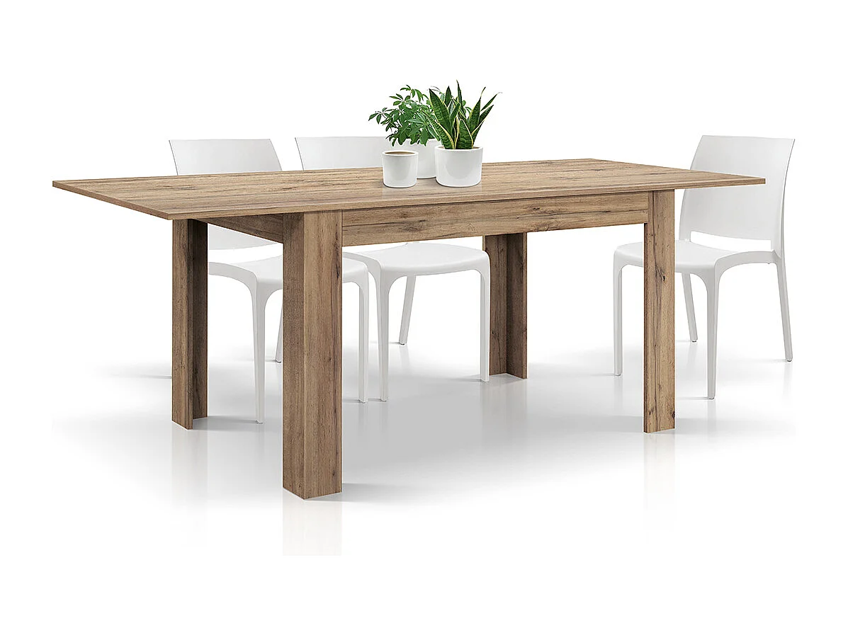 Mesa de madeira com acabamento em carvalho, extensível 140×90 cm - 220×90 cm - LIPARI