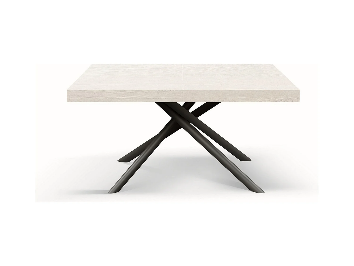 Table en bois, frêne blanc, base anthracite, ext.140x90-220x90cm - CARRARA
