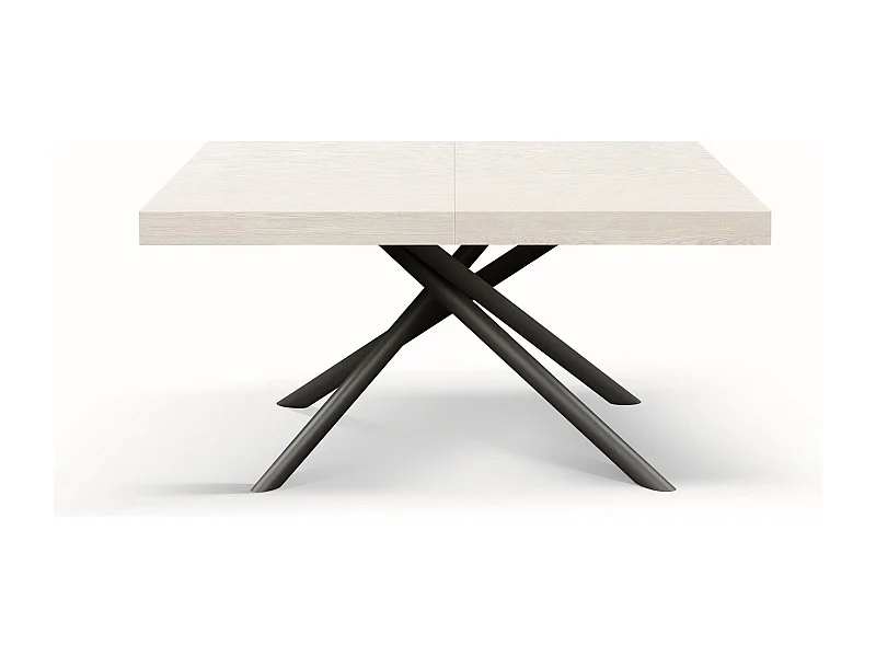 Table en bois, frêne blanc, base anthracite, ext.140x90-220x90cm - CARRARA