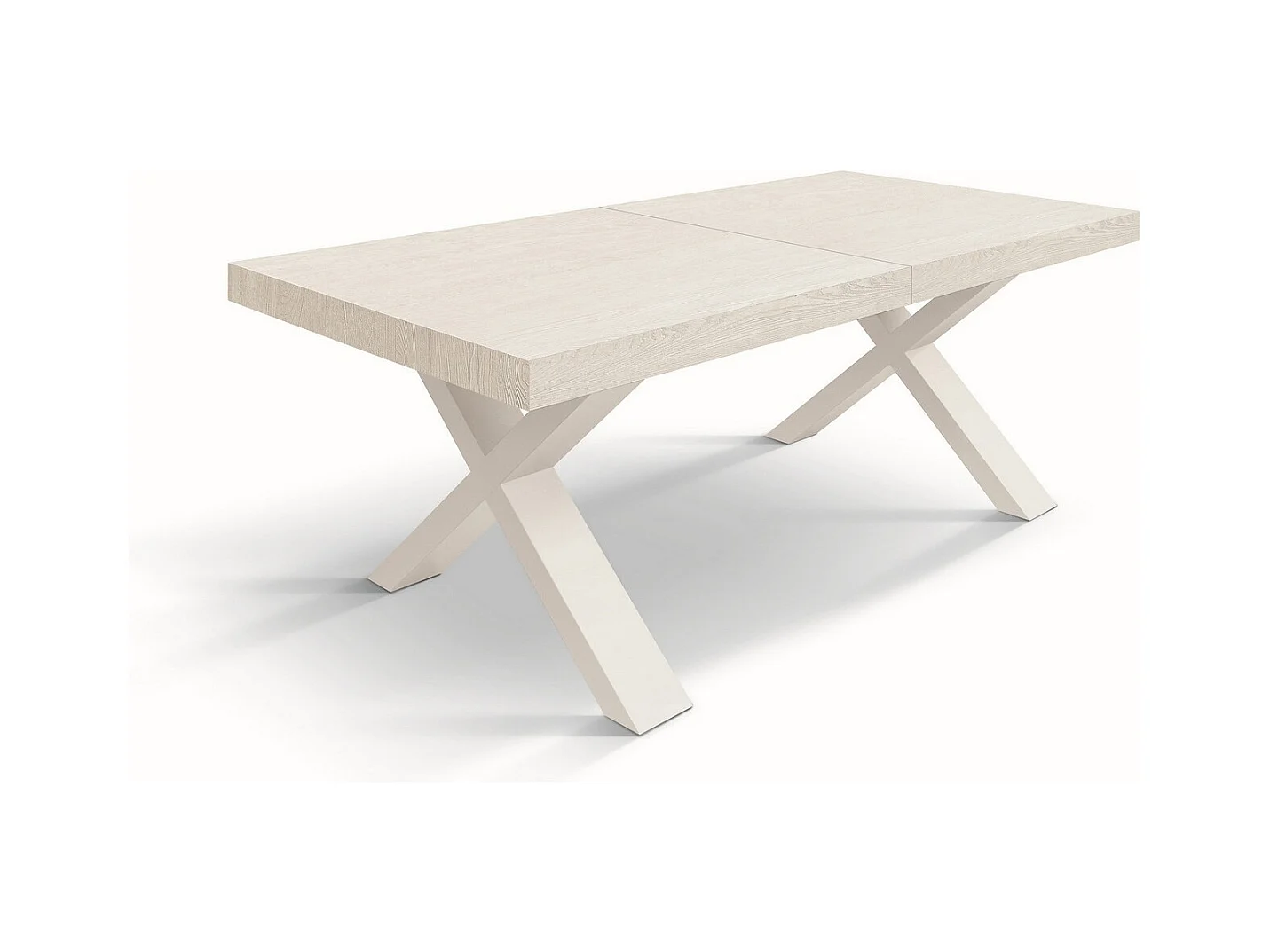 Tisch aus weißem Eschenholz, weiße Beine, 160x90-240x90cm Erweiterung - AMALFI
