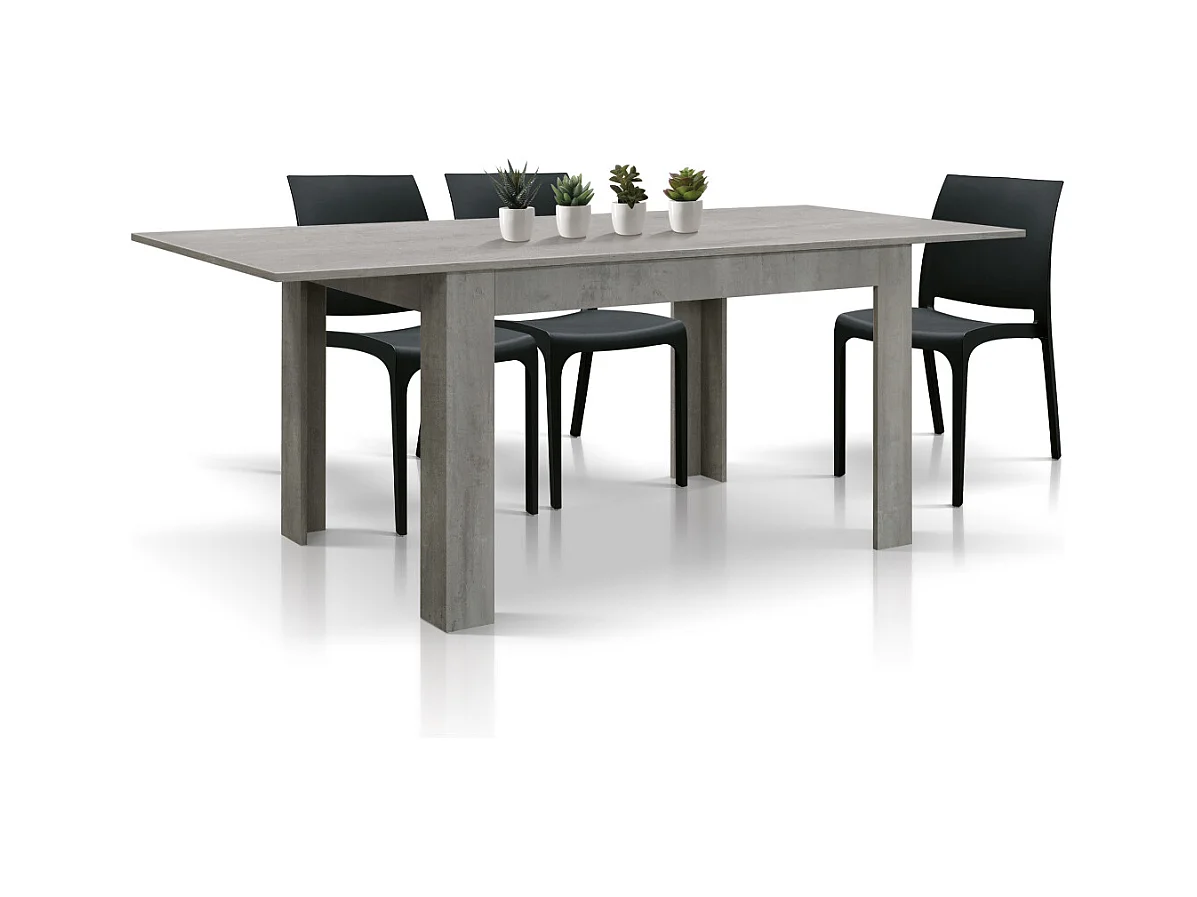 Zementgrau lackierter Holztisch, ausziehbar 120×80 - 170×80 - LIPARI