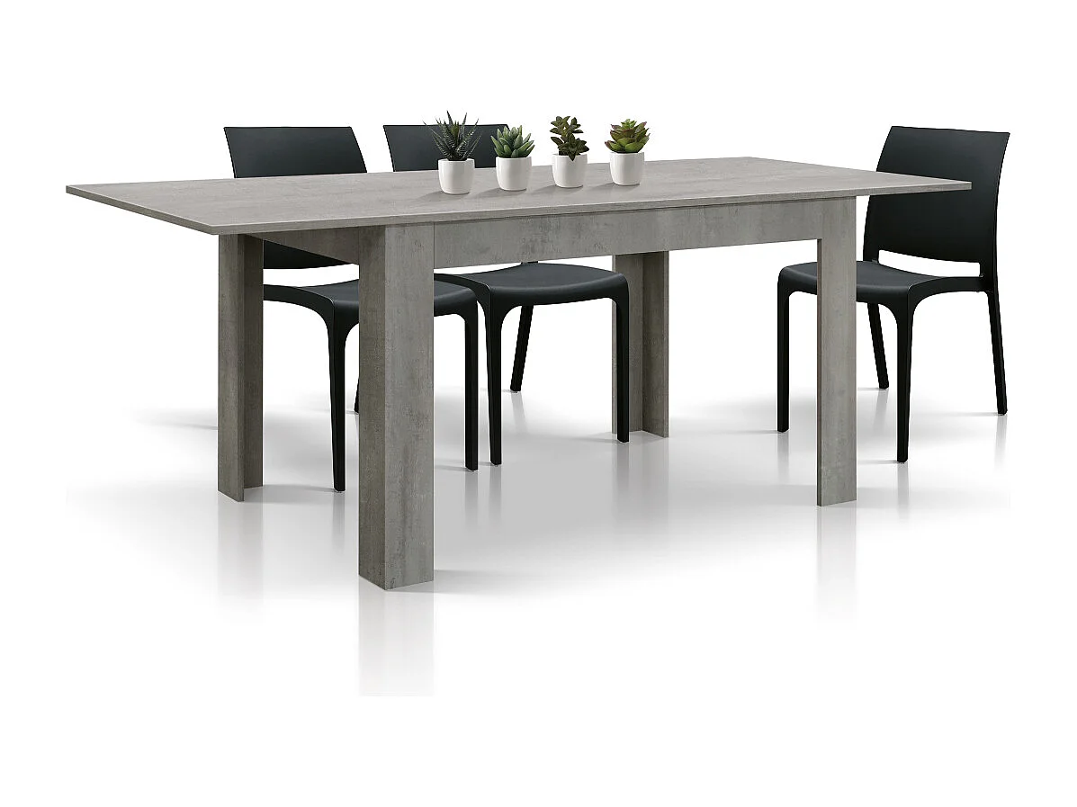 Table en bois finition gris ciment, extensible 120×80 - 170×80 - LIPARI