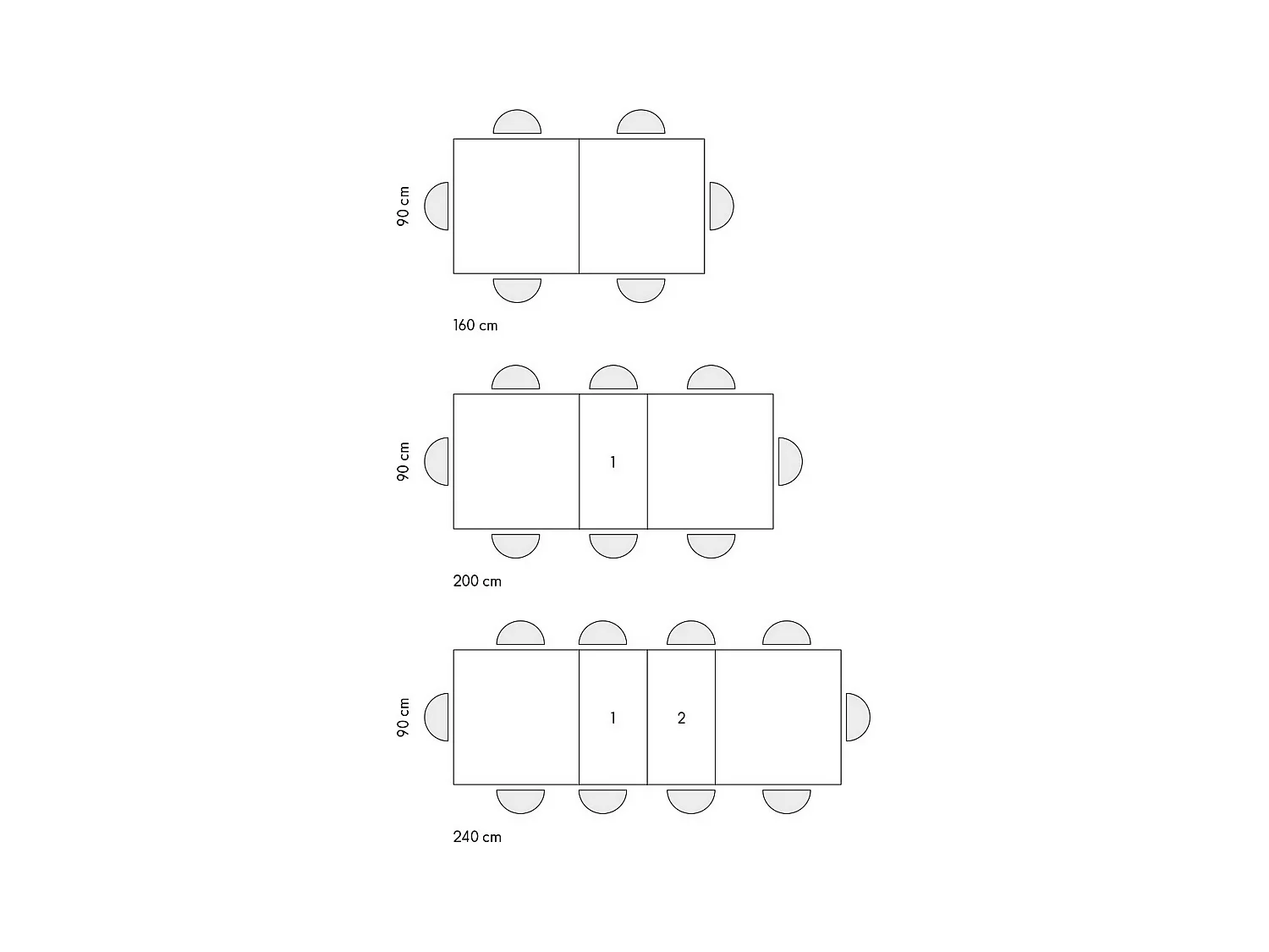 Stół drewniany, wykończenie biały jesion, wym.160x90-240x90cm - MARZAMEMI