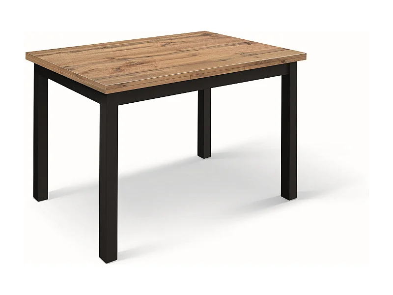 Table en bois effet chêne, pieds anthracite, 140x80-220x80cm de long - POSITANO