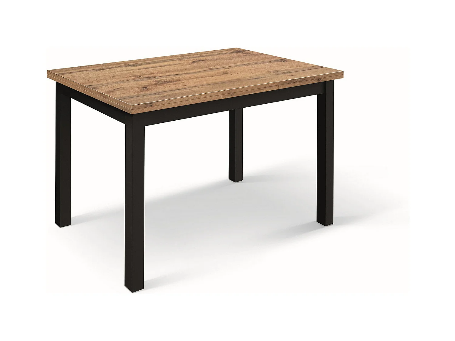 Table en bois effet chêne, pieds anthracite, 140x80-220x80cm de long - POSITANO
