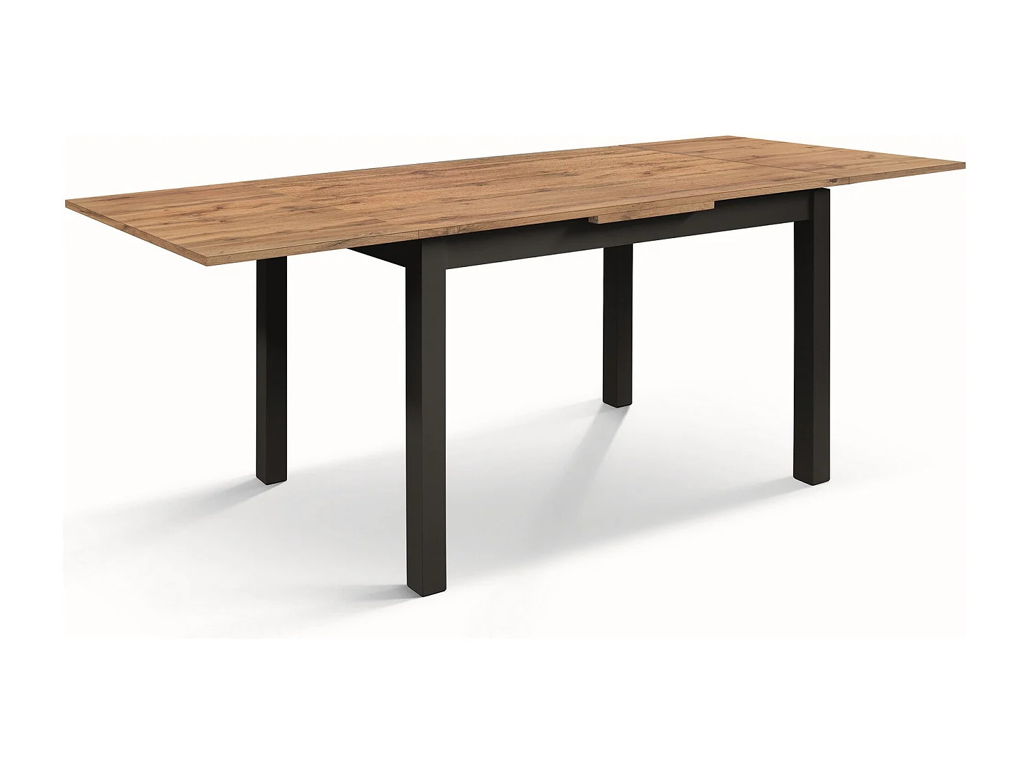 Stół drewniany z efektem dębu, nogi antracytowe, 140x80-220x80cm długości - POSITANO