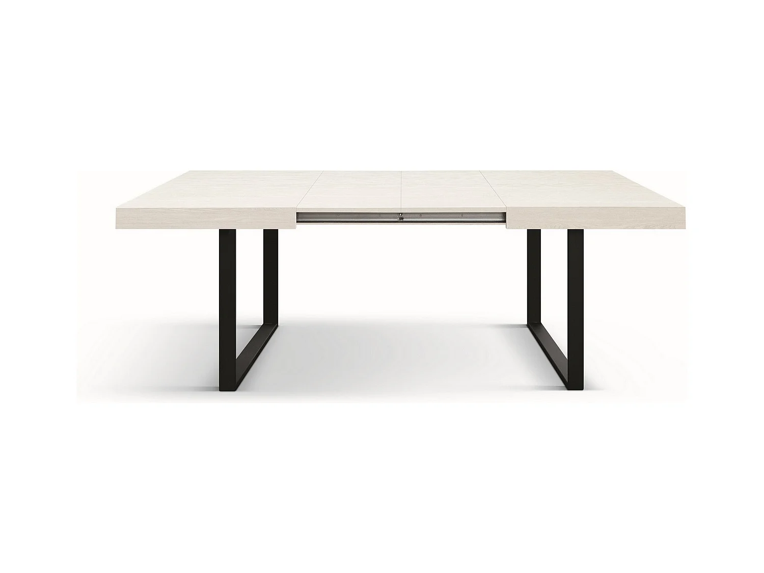 Tisch aus weißem Eschenholz, anthrazitfarbenes Gestell, 140×90-220×90cm Verlängerung - CINQUALE