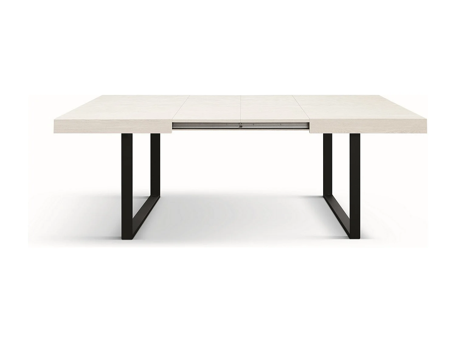 Table en frêne blanc, base anthracite, 140×90-220×90cm élongation - CINQUALE