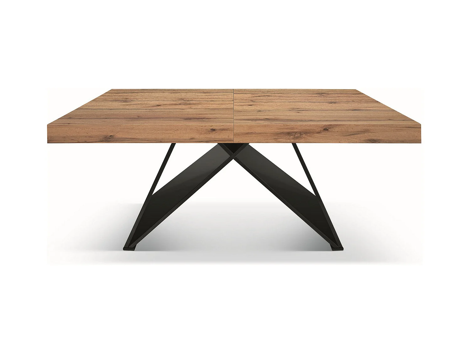 Holztisch, Eiche-Effekt, anthrazitfarbenes Gestell, 160×90-240×90cm - VULCANO