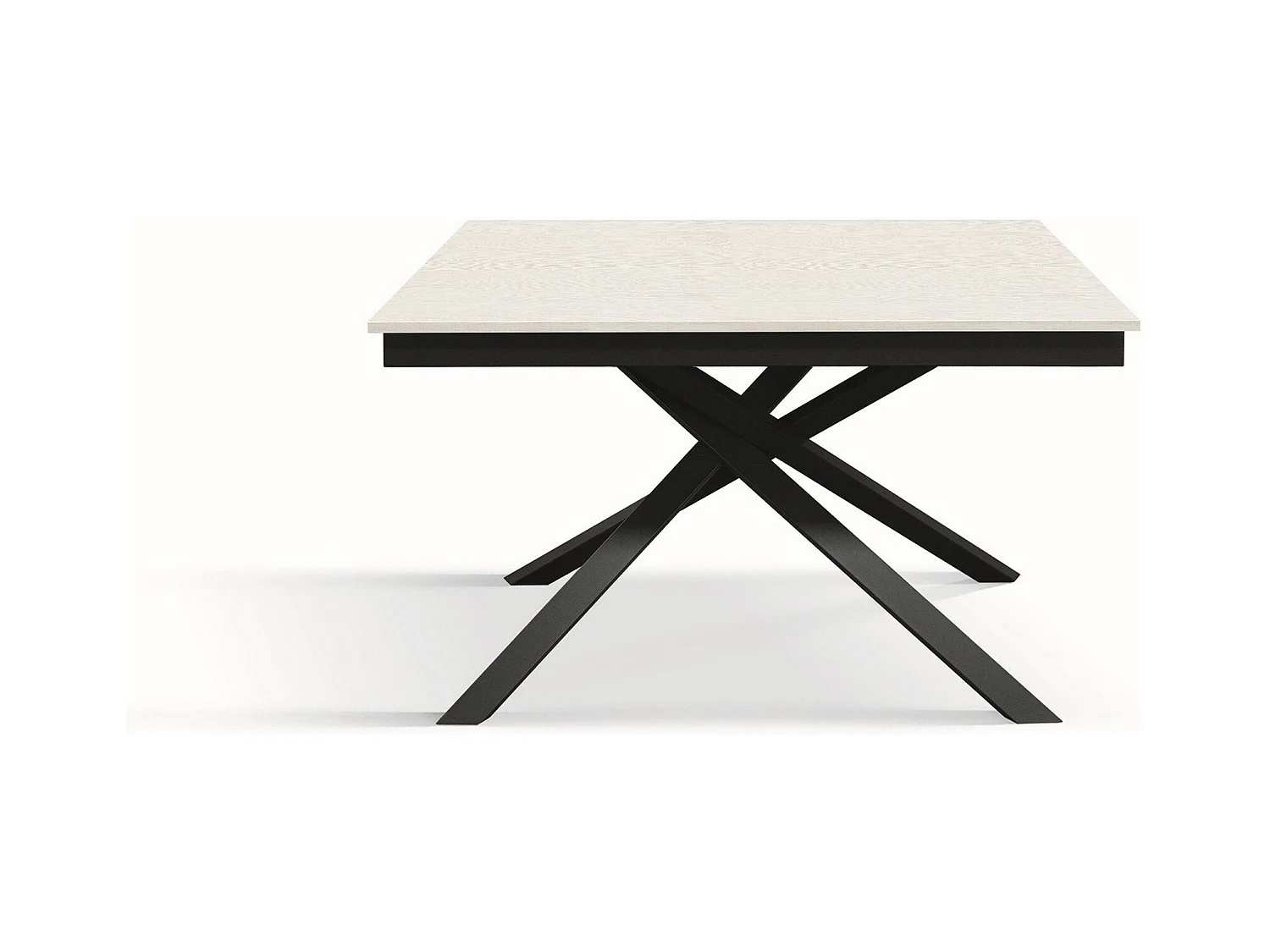 Table en bois frêne blanc, base anthracite, ext.120x80-170x80cm - VOLPAIA