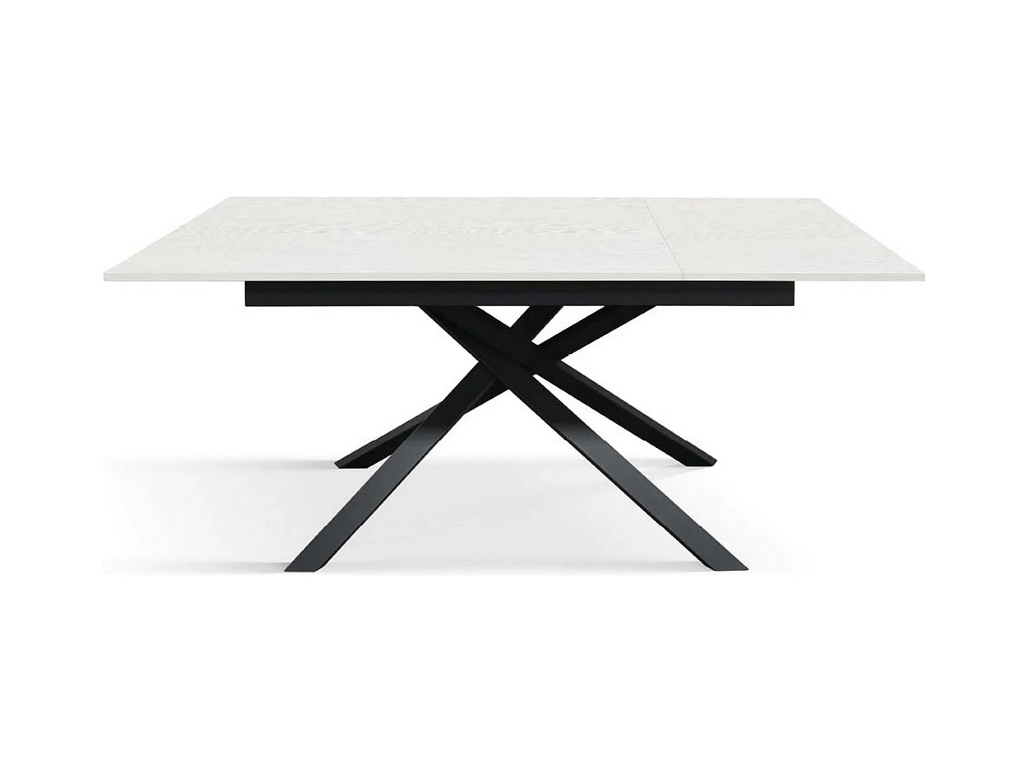 Table en bois frêne blanc, base anthracite, ext.120x80-170x80cm - VOLPAIA