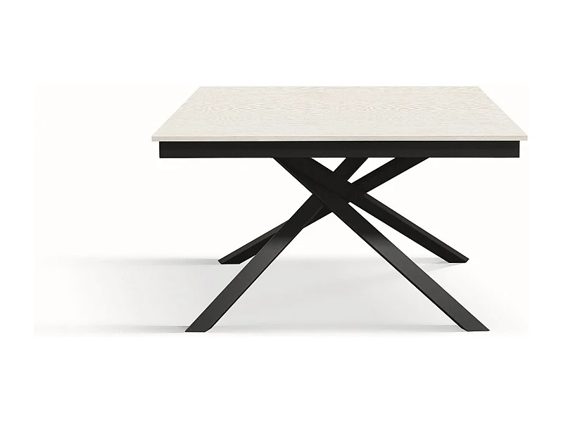Table en bois frêne blanc, base anthracite, ext.120x80-170x80cm - VOLPAIA