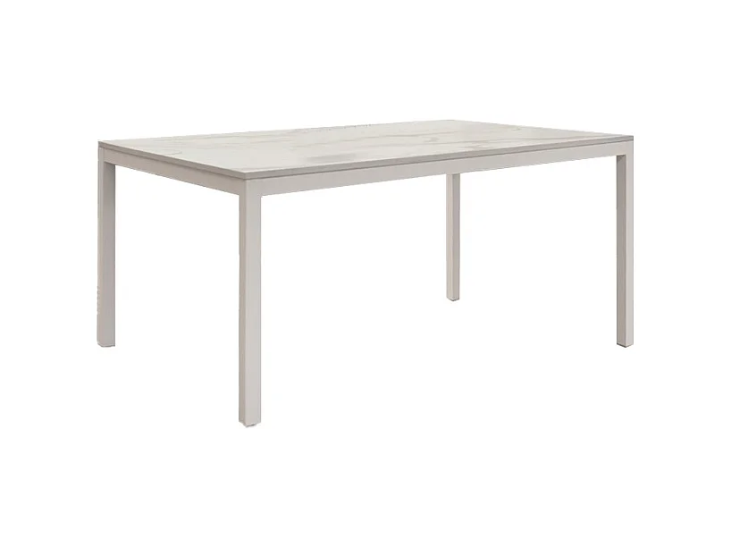 Holztisch, Marmorierung und weißes Metall, ausziehbar 110x70 - TROPEA