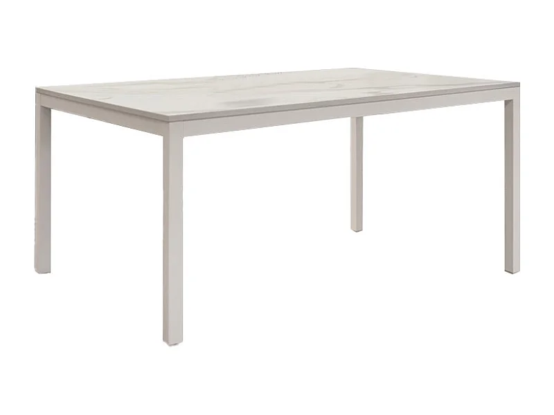 Holztisch, Marmorierung und weißes Metall, ausziehbar 110x70 - TROPEA