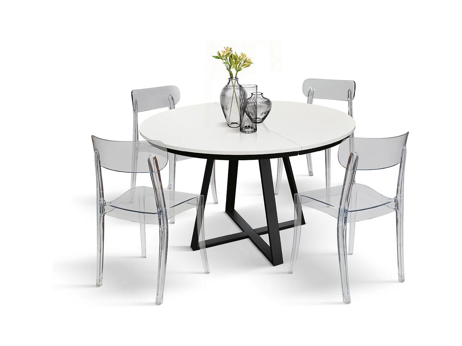 Table ronde en frêne blanc, base anthracite, ext.⌀120 - PANTELLERIA