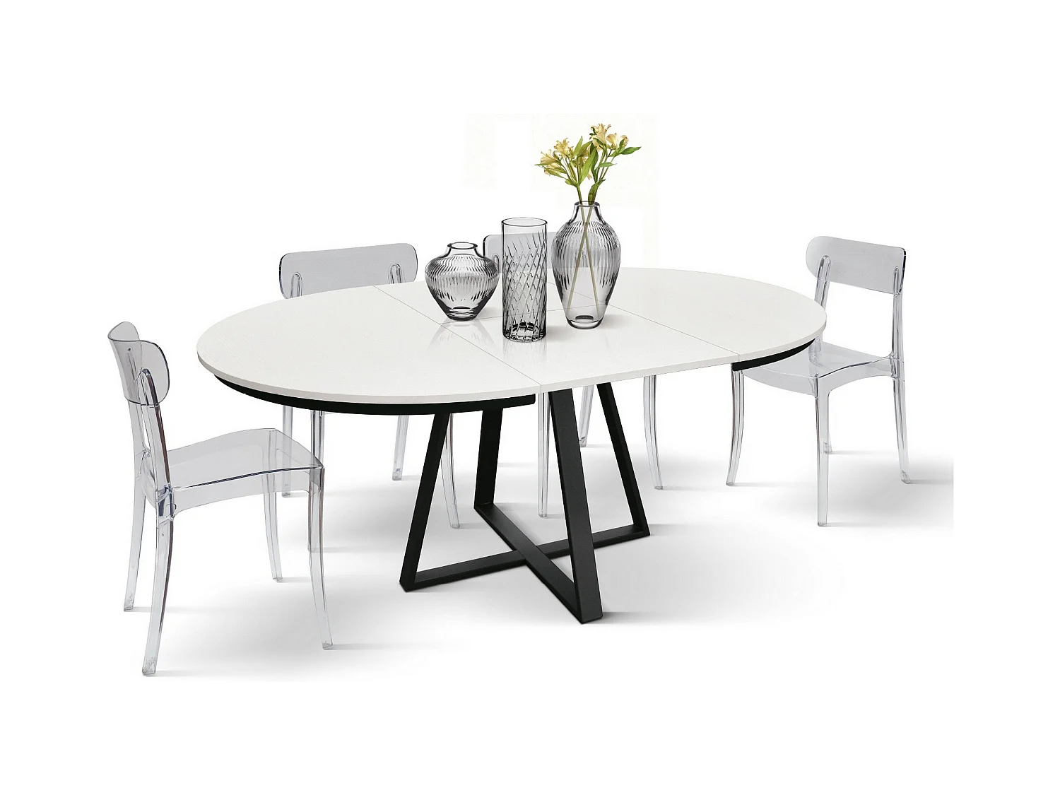 Table ronde en frêne blanc, base anthracite, ext.⌀120 - PANTELLERIA