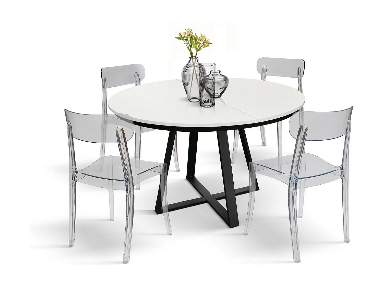 Table ronde en frêne blanc, base anthracite, ext.⌀120 - PANTELLERIA