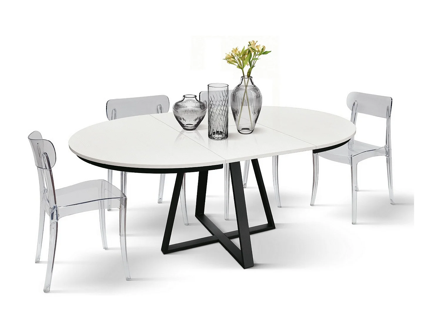 Table ronde en frêne blanc, base anthracite, ext.⌀120 - PANTELLERIA