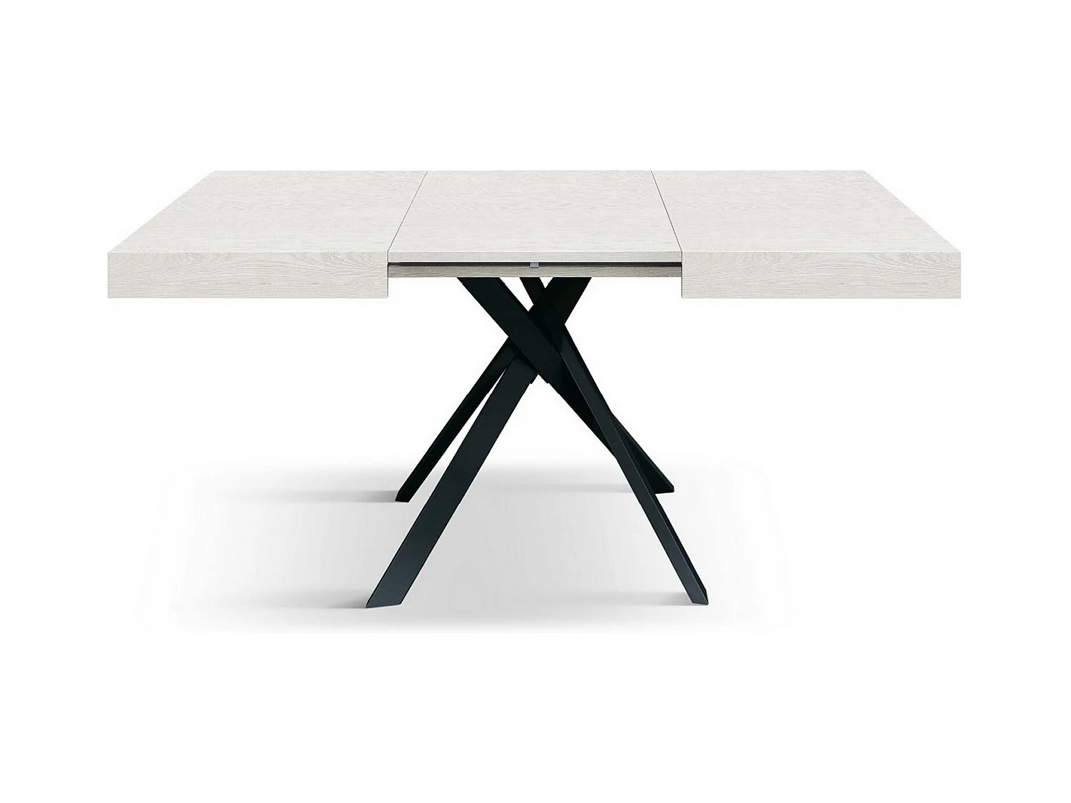 Biały stół z drewna jesionowego, antracytowe metalowe nogi 95x90-145x90cm - FORTE DEI MARMI