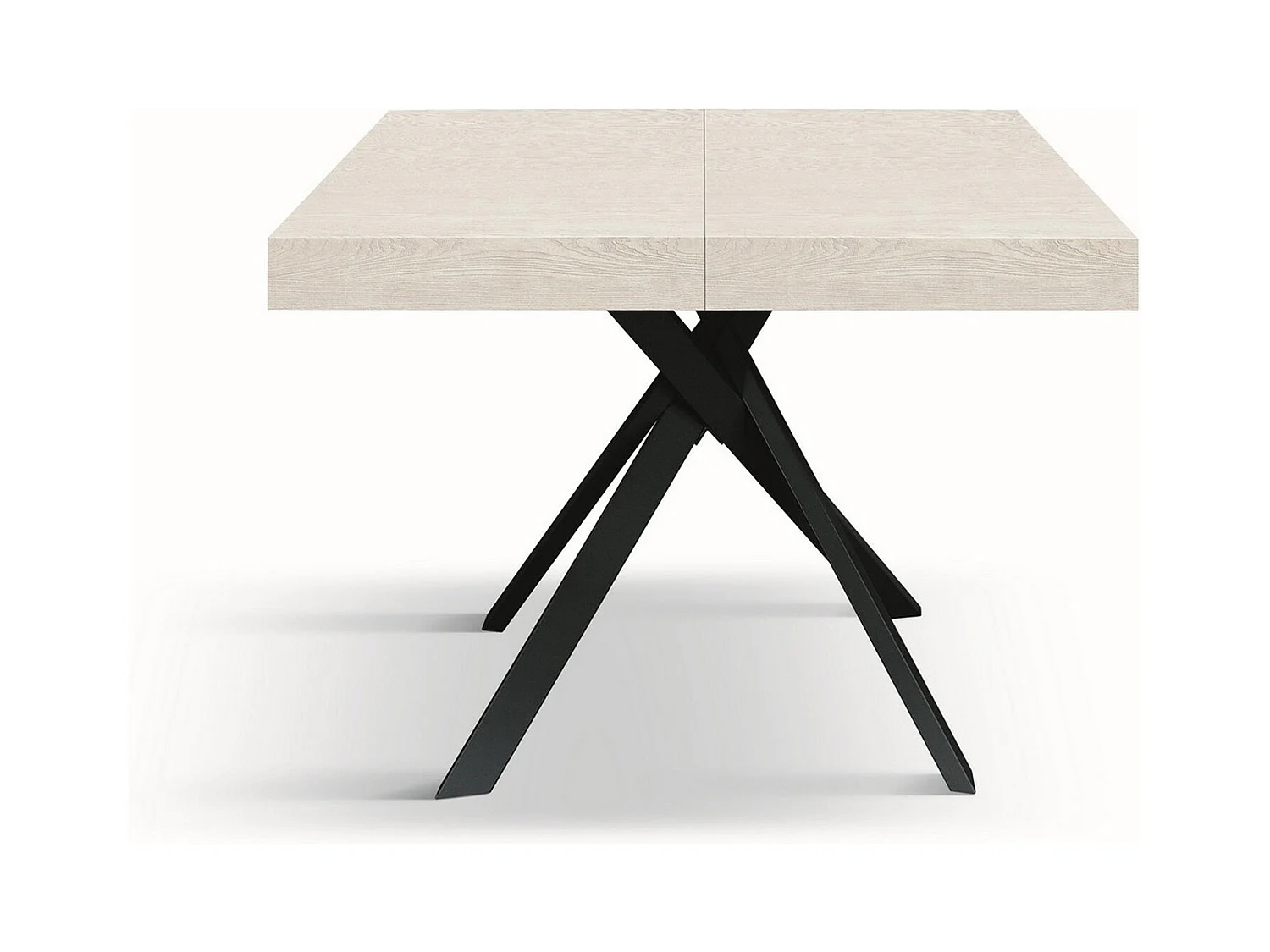 Tisch aus weißem Eschenholz, anthrazitfarbene Metallbeine 95x90-145x90cm - FORTE DEI MARMI
