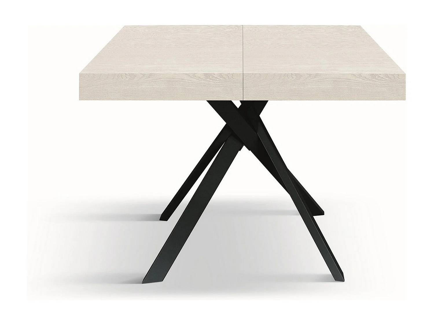 Biały stół z drewna jesionowego, antracytowe metalowe nogi 95x90-145x90cm - FORTE DEI MARMI