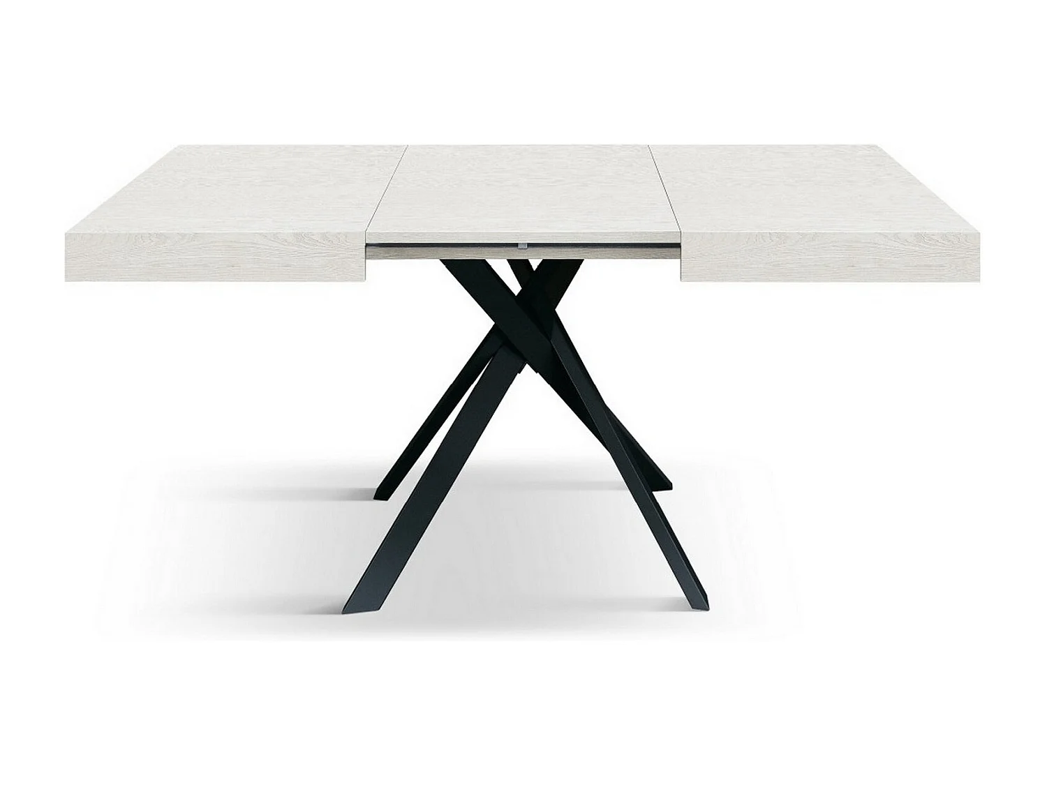 Biały stół z drewna jesionowego, antracytowe metalowe nogi 95x90-145x90cm - FORTE DEI MARMI