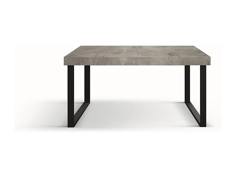 Table en bois,gris béton,base anthracite,longueur 160×90-240×90cm - CINQUALE