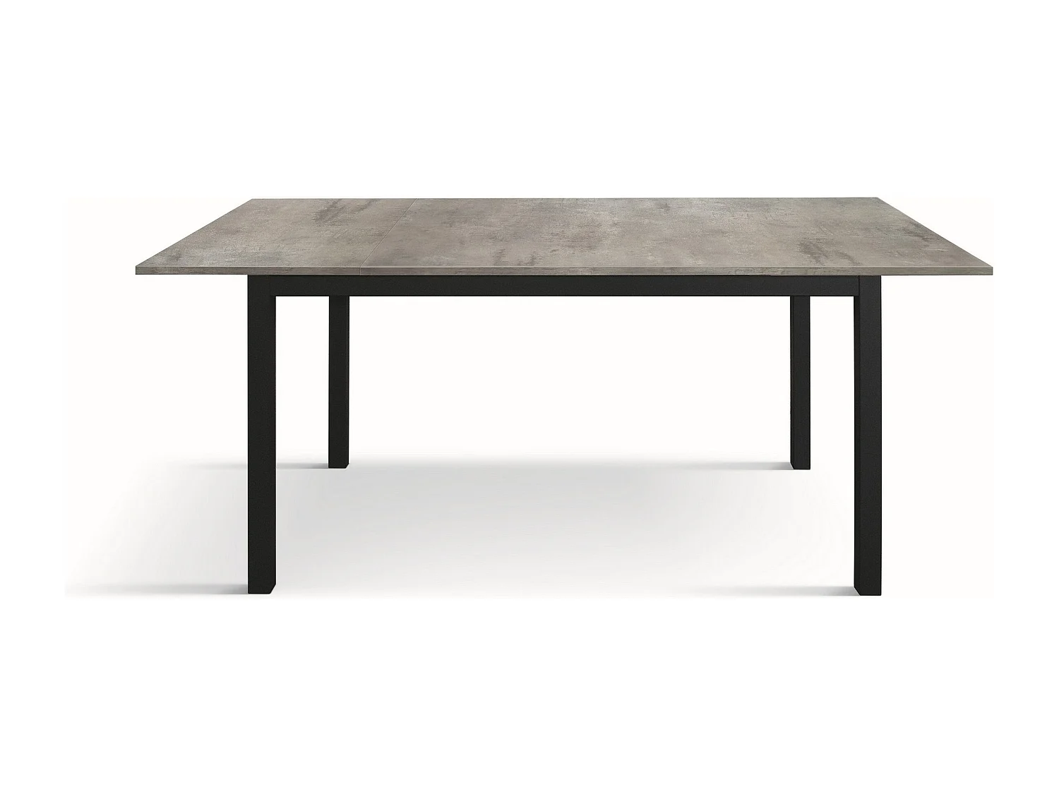 Holztisch, zementgrau, anthrazitfarbenes Gestell, 140x80-190x80cm - TROPEA