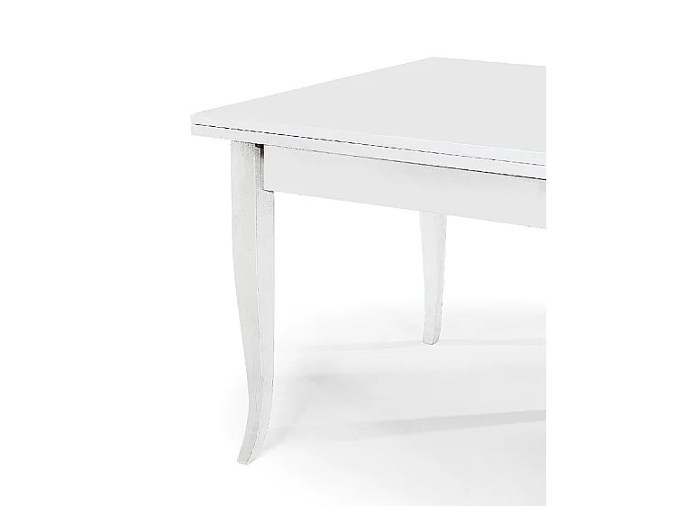 Table à rallonge pliante en bois blanc 100x100 - 200x100 cm - SANTA CROCE