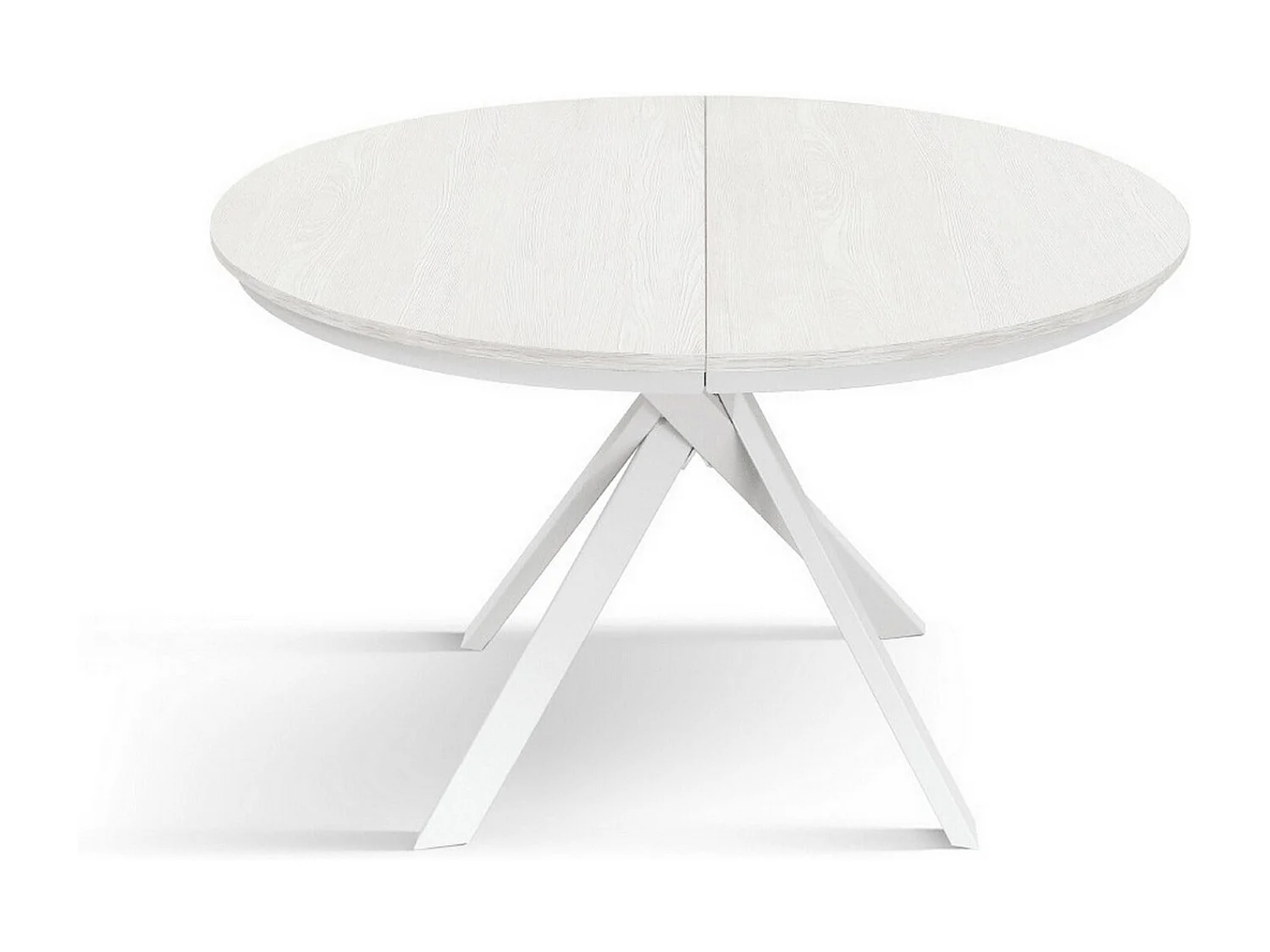 Tafel rond essen wit, poten wit metaal 120-170cm - PANTELLERIA