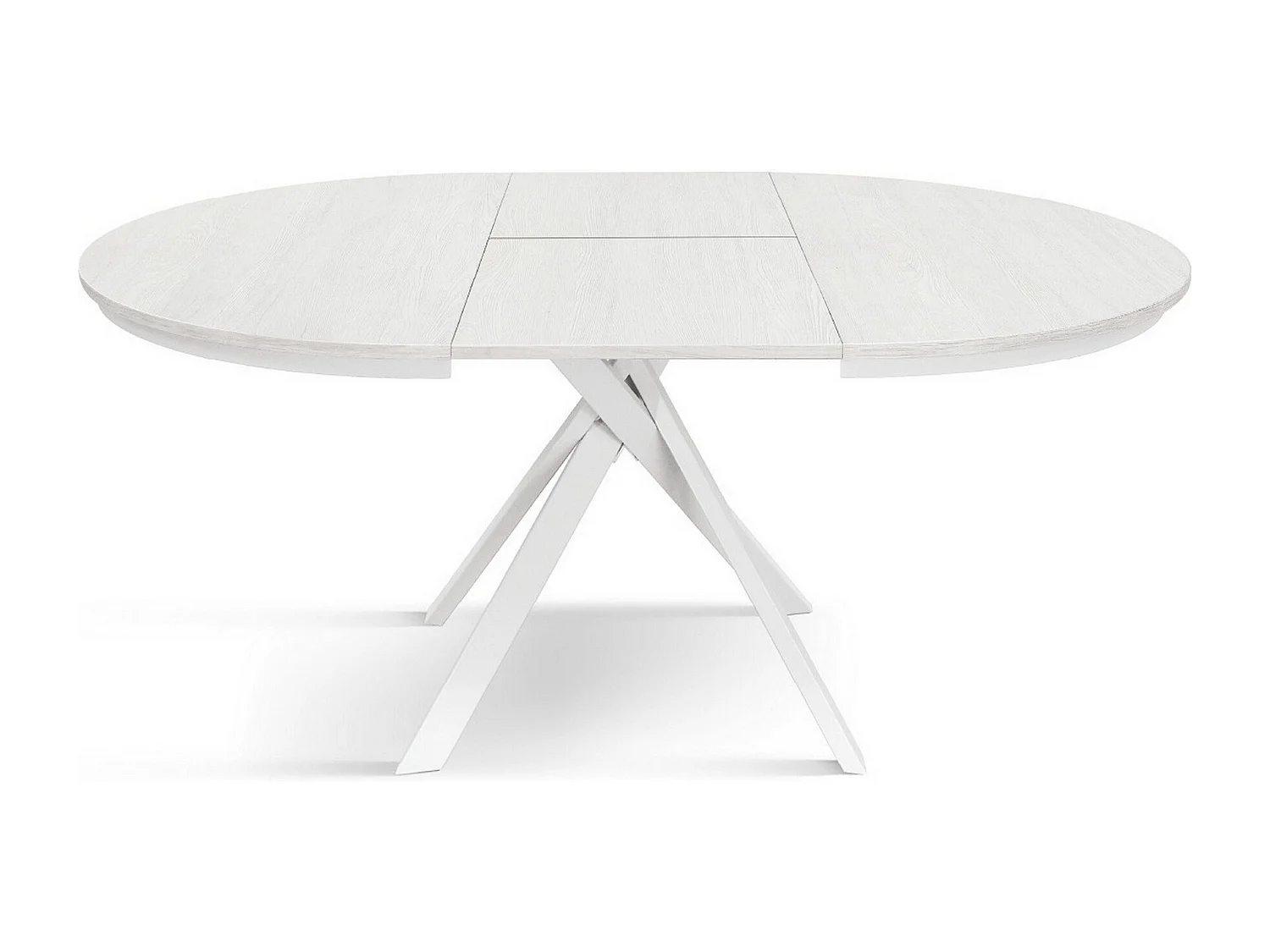 Tafel rond essen wit, poten wit metaal 120-170cm - PANTELLERIA