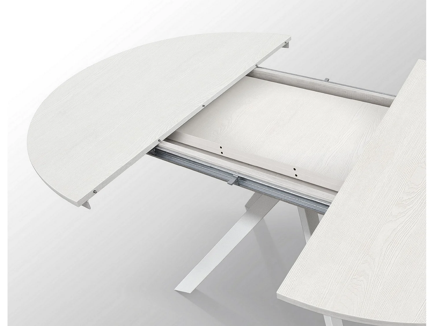 Tafel rond essen wit, poten wit metaal 120-170cm - PANTELLERIA