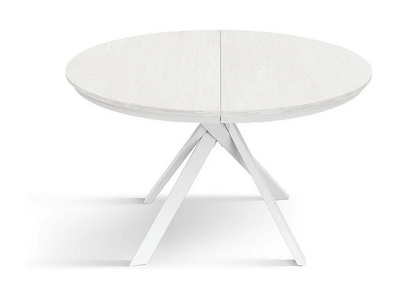 Table ronde en frêne blanc, pieds en métal blanc 120-170cm - PANTELLERIA