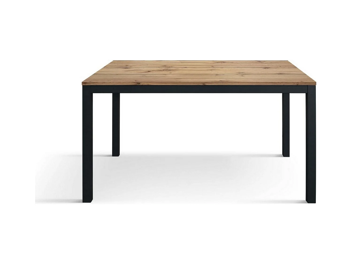 Table en bois, effet chêne, base anthracite, 160x90-210x90cm de longueur - TROPEA