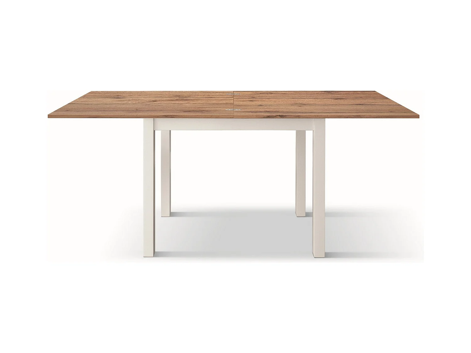 Table en bois effet chêne avec pieds blancs, 90x90-180x90cm - POSITANO