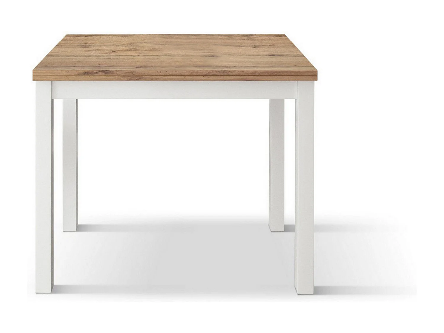 Holztisch in Eichenoptik mit weißen Beinen, 90x90-180x90cm - POSITANO
