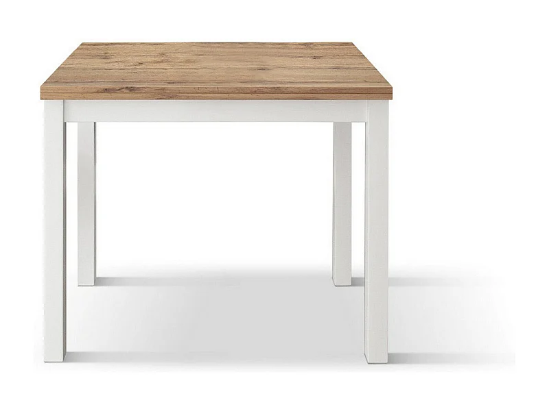 Table en bois effet chêne avec pieds blancs, 90x90-180x90cm - POSITANO