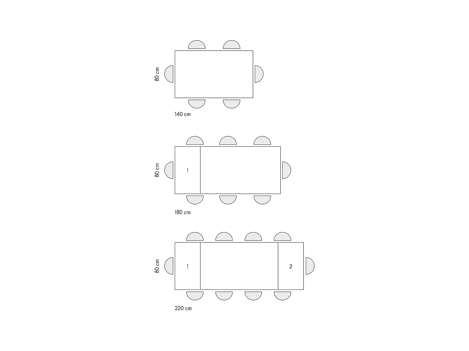 Holztisch in Eichenoptik mit weißen Beinen, 140X80-220x90cm lang - POSITANO