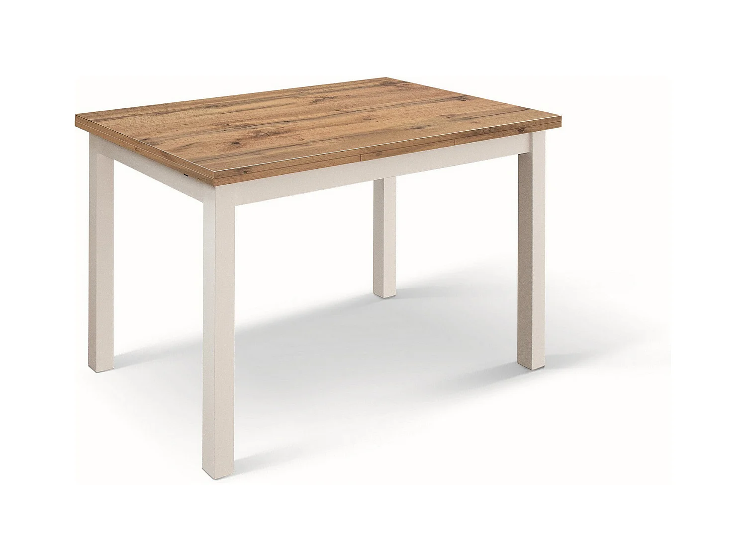 Holztisch in Eichenoptik mit weißen Beinen, 140X80-220x90cm lang - POSITANO