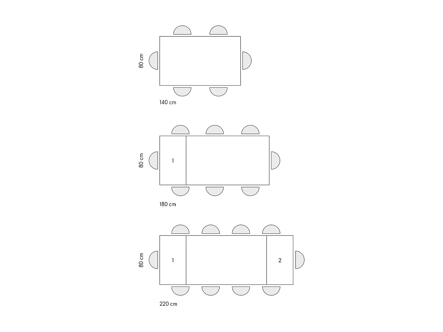 Tavolo in legno effetto rovere e gambe bianche, allung.140X80-220x90cm - POSITANO