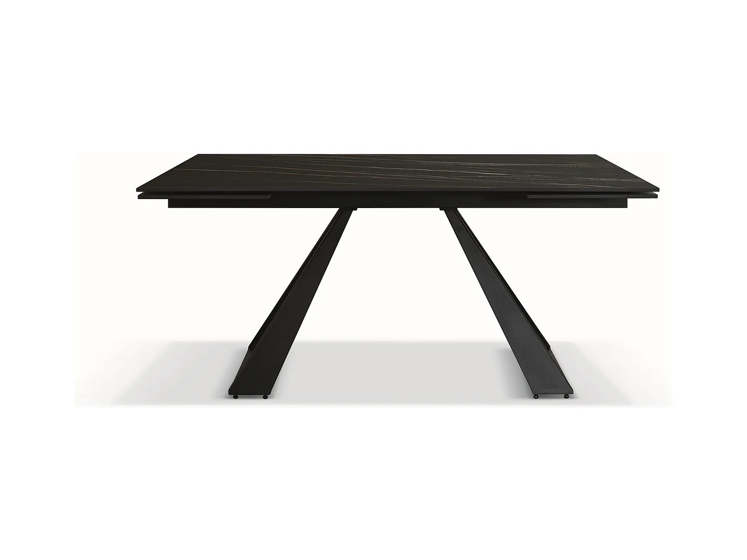 Table vitrocéramique noire, pieds métal anthracite 160x90-240x90cm - AJACCIO
