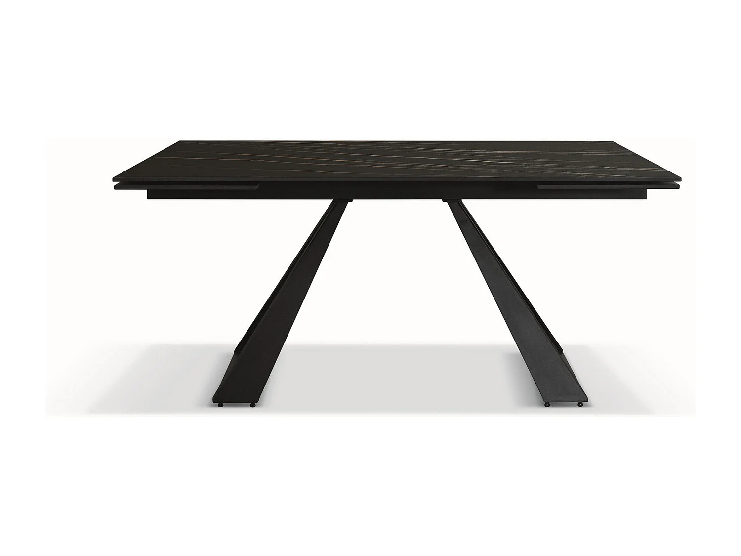 Table vitrocéramique noire, pieds métal anthracite 160x90-240x90cm - AJACCIO