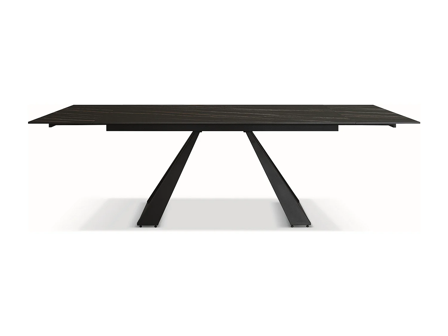 Table vitrocéramique noire, pieds métal anthracite 160x90-240x90cm - AJACCIO
