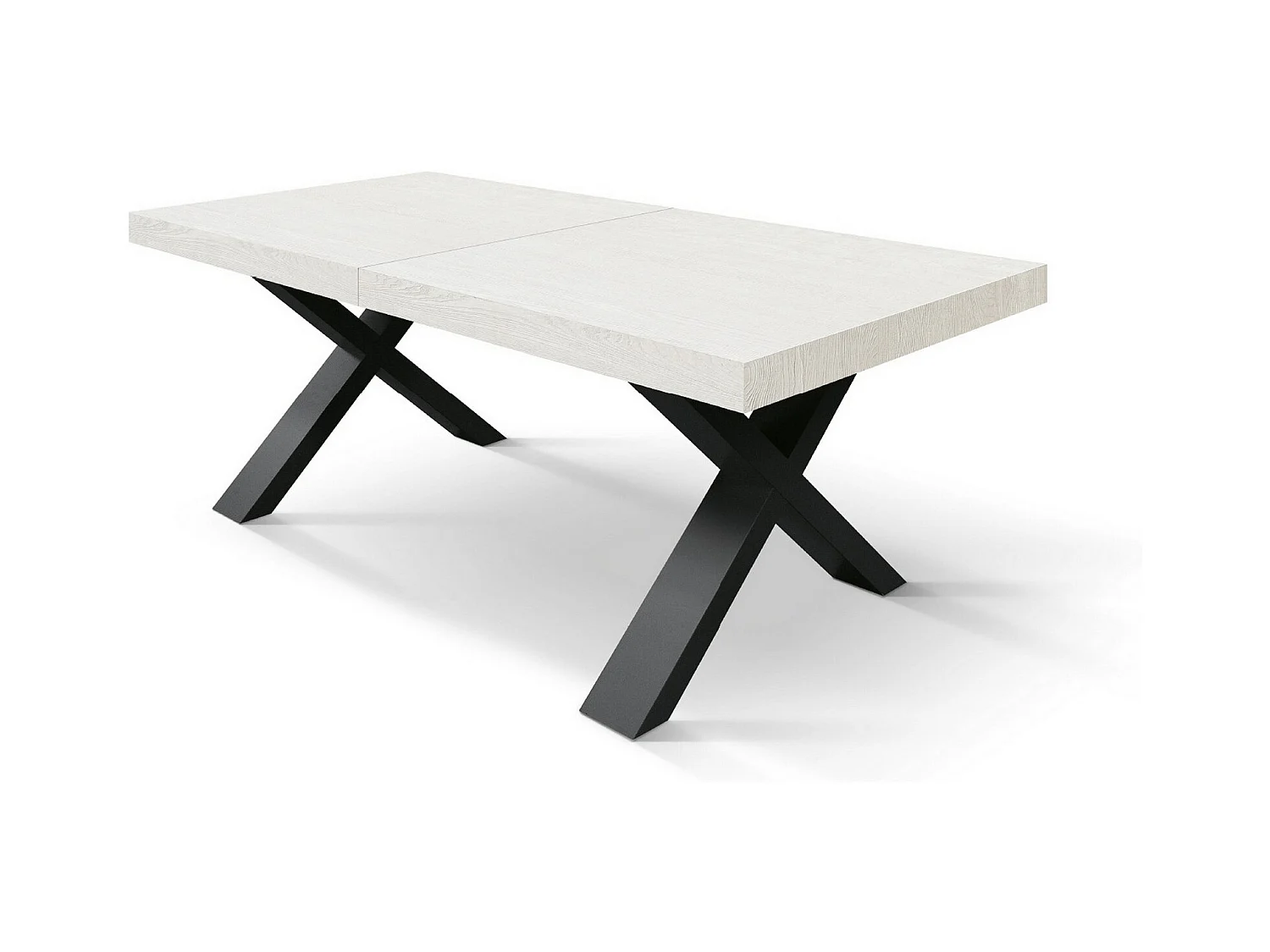 Mesa de madeira de freixo branco, pernas brancas, ext.180x90-260x90cm - AMALFI