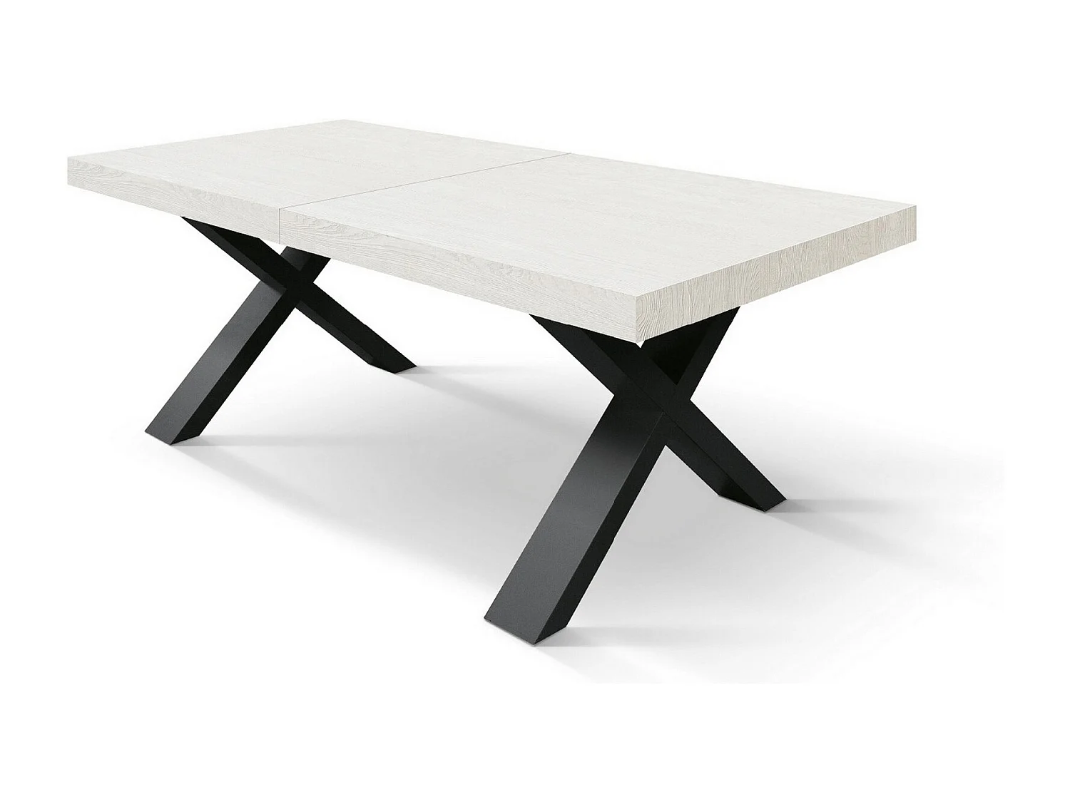 Tavolo legno bianco frassinato,gambe bianche,allung.180x90-260x90cm - AMALFI