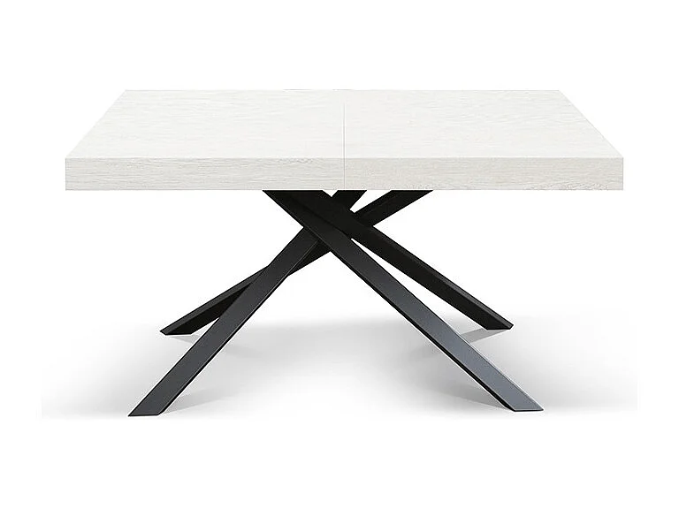 Houten tafel, witte afwerking, antraciet onderstel, uitschuifbaar 140x90 - FORTE DEI MARMI