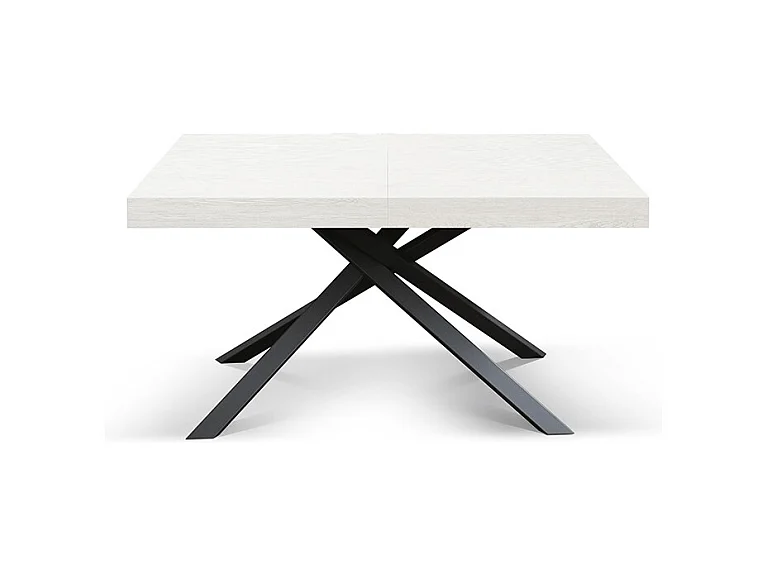 Holztisch, weiß lackiert, anthrazitfarbenes Gestell, ausziehbar 140x90 - FORTE DEI MARMI