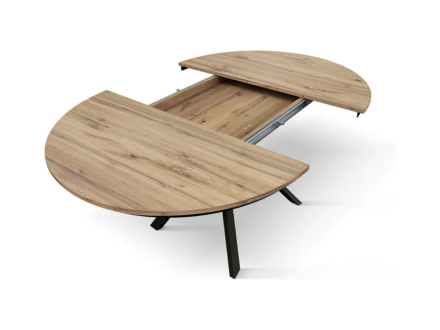 Rustikaler Eichentisch, anthrazitfarbene Metallbeine 120-170cm - PANTELLERIA