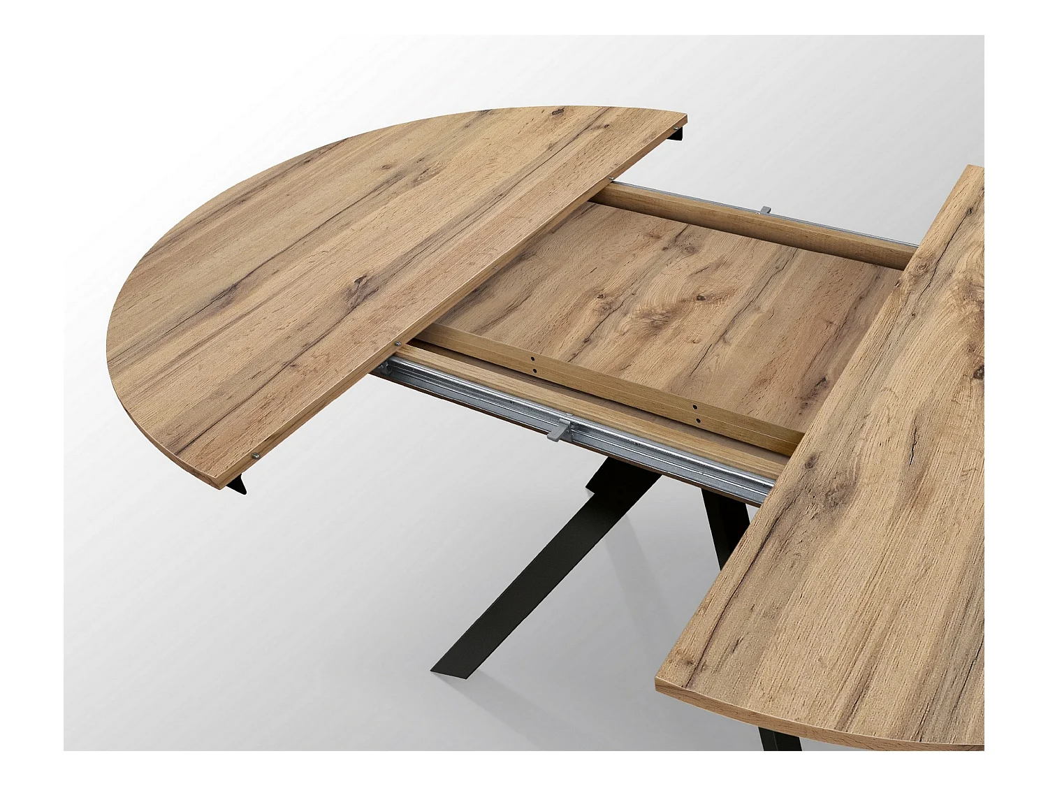 Rustikaler Eichentisch, anthrazitfarbene Metallbeine 120-170cm - PANTELLERIA