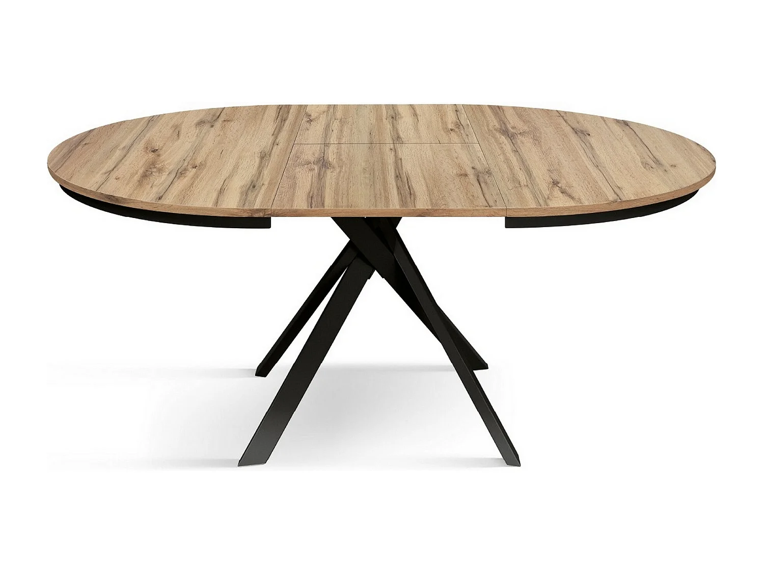 Table ronde en chêne rustique, pieds en métal anthracite 120-170cm - PANTELLERIA
